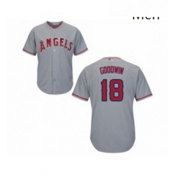 Mens Los Angeles Angels of Anaheim 18 Brian Goodwin Replica Grey Road Cool Base Baseball Jersey 
