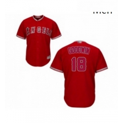 Mens Los Angeles Angels of Anaheim 18 Brian Goodwin Replica Red Alternate Cool Base Baseball Jersey 