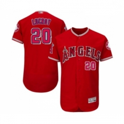 Mens Los Angeles Angels of Anaheim 20 Jonathan Lucroy Red Alternate Flex Base Authentic Collection Baseball Jersey