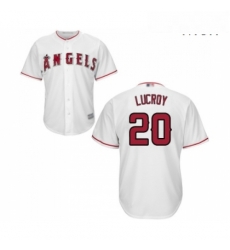 Mens Los Angeles Angels of Anaheim 20 Jonathan Lucroy Replica White Home Cool Base Baseball Jersey 