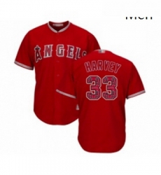 Mens Los Angeles Angels of Anaheim 33 Matt Harvey Authentic Red Team Logo Fashion Cool Base Baseball Jersey 