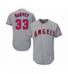 Mens Los Angeles Angels of Anaheim 33 Matt Harvey Grey Road Flex Base Authentic Collection Baseball Jersey 