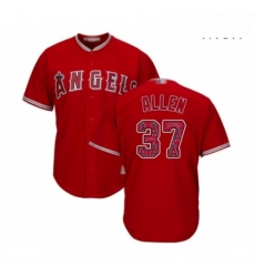 Mens Los Angeles Angels of Anaheim 37 Cody Allen Authentic Red Team Logo Fashion Cool Base Baseball Jersey 