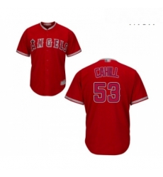 Mens Los Angeles Angels of Anaheim 53 Trevor Cahill Replica Red Alternate Cool Base Baseball Jersey 