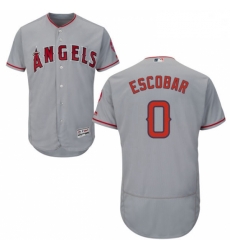 Mens Majestic Los Angeles Angels of Anaheim 0 Yunel Escobar Grey Flexbase Authentic Collection MLB Jersey