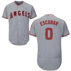 Mens Majestic Los Angeles Angels of Anaheim 0 Yunel Escobar Grey Flexbase Authentic Collection MLB Jersey