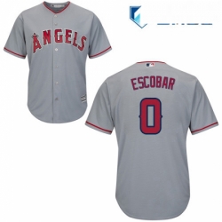 Mens Majestic Los Angeles Angels of Anaheim 0 Yunel Escobar Replica Grey Road Cool Base MLB Jersey 