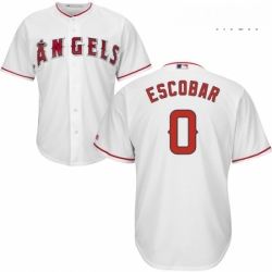 Mens Majestic Los Angeles Angels of Anaheim 0 Yunel Escobar Replica White Home Cool Base MLB Jersey 