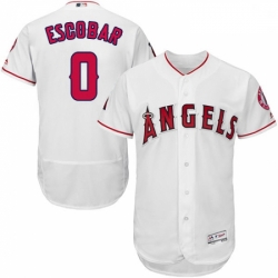 Mens Majestic Los Angeles Angels of Anaheim 0 Yunel Escobar White Flexbase Authentic Collection MLB Jersey 