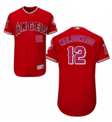 Mens Majestic Los Angeles Angels of Anaheim 12 Martin Maldonado Red Alternate Flexbase Authentic Collection MLB Jersey