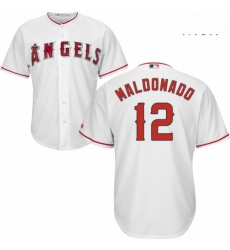 Mens Majestic Los Angeles Angels of Anaheim 12 Martin Maldonado Replica White Home Cool Base MLB Jersey