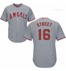 Mens Majestic Los Angeles Angels of Anaheim 16 Huston Street Replica Grey Road Cool Base MLB Jersey