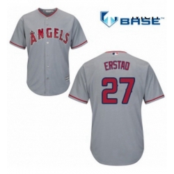 Mens Majestic Los Angeles Angels of Anaheim 27 Darin Erstad Replica Grey Road Cool Base MLB Jersey 