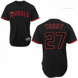 Mens Majestic Los Angeles Angels of Anaheim 27 Mike Trout Replica Black Fashion MLB Jersey