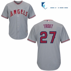 Mens Majestic Los Angeles Angels of Anaheim 27 Mike Trout Replica Grey Road Cool Base MLB Jersey