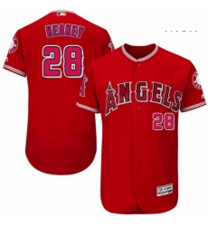 Mens Majestic Los Angeles Angels of Anaheim 28 Andrew Heaney Authentic Red Alternate Cool Base MLB Jersey