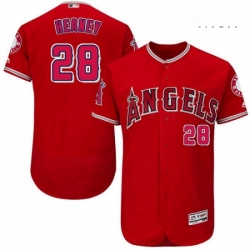 Mens Majestic Los Angeles Angels of Anaheim 28 Andrew Heaney Authentic Red Alternate Cool Base MLB Jersey