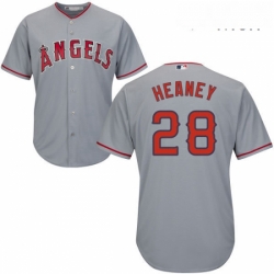 Mens Majestic Los Angeles Angels of Anaheim 28 Andrew Heaney Replica Grey Road Cool Base MLB Jersey