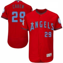 Mens Majestic Los Angeles Angels of Anaheim 29 Rod Carew Authentic Red 2016 Fathers Day Fashion Flex Base Jersey