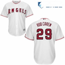 Mens Majestic Los Angeles Angels of Anaheim 29 Rod Carew Replica White Home Cool Base MLB Jersey