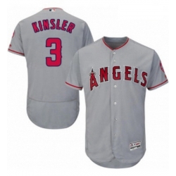 Mens Majestic Los Angeles Angels of Anaheim 3 Ian Kinsler Grey Road Flex Base Authentic Collection MLB Jersey