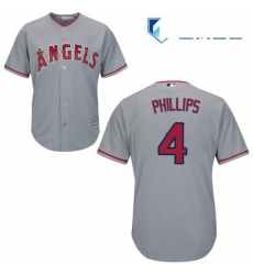 Mens Majestic Los Angeles Angels of Anaheim 4 Brandon Phillips Replica Grey Road Cool Base MLB Jersey 