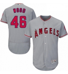 Mens Majestic Los Angeles Angels of Anaheim 46 Blake Wood Grey Road Flex Base Authentic Collection MLB Jersey