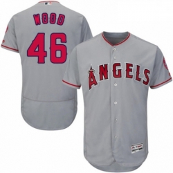 Mens Majestic Los Angeles Angels of Anaheim 46 Blake Wood Grey Road Flex Base Authentic Collection MLB Jersey