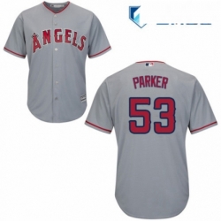 Mens Majestic Los Angeles Angels of Anaheim 53 Blake Parker Replica Grey Road Cool Base MLB Jersey 