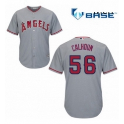 Mens Majestic Los Angeles Angels of Anaheim 56 Kole Calhoun Replica Grey Road Cool Base MLB Jersey