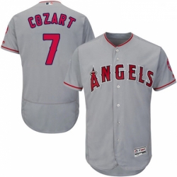 Mens Majestic Los Angeles Angels of Anaheim 7 Zack Cozart Grey Road Flex Base Authentic Collection MLB Jersey