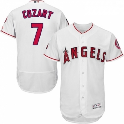 Mens Majestic Los Angeles Angels of Anaheim 7 Zack Cozart White Home Flex Base Collection 2018 World Series Jersey 
