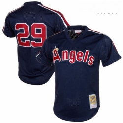 Mens Mitchell and Ness 1984 Los Angeles Angels of Anaheim 29 Rod Carew Authentic Navy Blue Throwback MLB Jersey