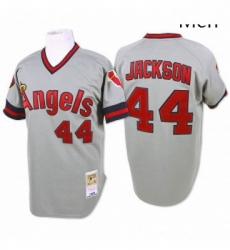 Mens Mitchell and Ness Los Angeles Angels of Anaheim 44 Reggie Jackson Authentic Grey Throwback MLB Jersey
