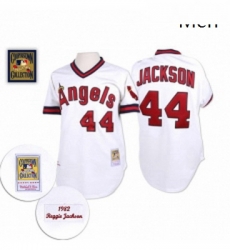 Mens Mitchell and Ness Los Angeles Angels of Anaheim 44 Reggie Jackson Authentic White Throwback MLB Jersey