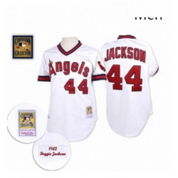 Mens Mitchell and Ness Los Angeles Angels of Anaheim 44 Reggie Jackson Authentic White Throwback MLB Jersey