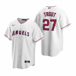 Mens Nike Los Angeles Angels 27 Mike Trout White Home Stitched Baseball Jersey