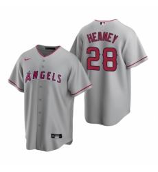 Mens Nike Los Angeles Angels 28 Andrew Heaney Gray Road Stitched Baseball Jerse