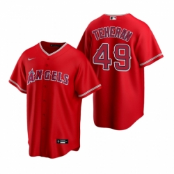 Mens Nike Los Angeles Angels 49 Julio Teheran Red Alternate Stitched Baseball Jersey