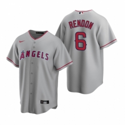 Mens Nike Los Angeles Angels 6 Anthony Rendon Gray Road Stitched Baseball Jersey