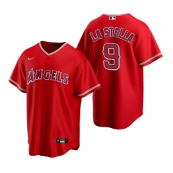 Mens Nike Los Angeles Angels 9 Tommy La Stella Red Alternate Stitched Baseball Jersey