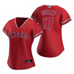 Women Los Angeles Angels 17 Shohei Ohtani Red Stitched Baseball Jersey 