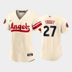 Women Los Angeles Angels 27 Mike Trout 2022 Cream City Connect Stitched Baseball Jerseys