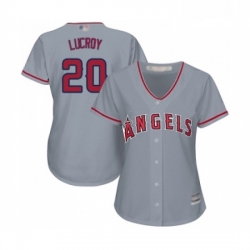 Womens Los Angeles Angels of Anaheim 20 Jonathan Lucroy Replica Grey Road Cool Base Baseball Jersey 