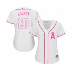 Womens Los Angeles Angels of Anaheim 20 Jonathan Lucroy Replica White Fashion Cool Base Baseball Jersey 
