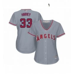 Womens Los Angeles Angels of Anaheim 33 Matt Harvey Replica Grey Road Cool Base Baseball Jersey 
