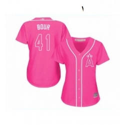 Womens Los Angeles Angels of Anaheim 41 Justin Bour Replica Pink Fashion Baseball Jersey 