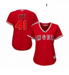 Womens Los Angeles Angels of Anaheim 41 Justin Bour Replica Red Alternate Baseball Jersey 