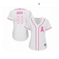Womens Los Angeles Angels of Anaheim 41 Justin Bour Replica White Fashion Cool Base Baseball Jersey 