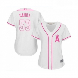 Womens Los Angeles Angels of Anaheim 53 Trevor Cahill Replica White Fashion Cool Base Baseball Jersey 